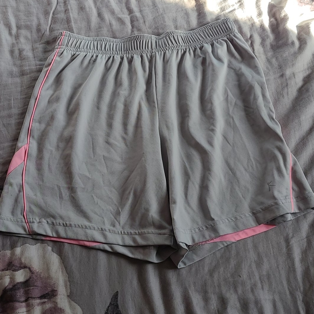 Girls' Danskin Light Grey & Pink Athletic Shorts